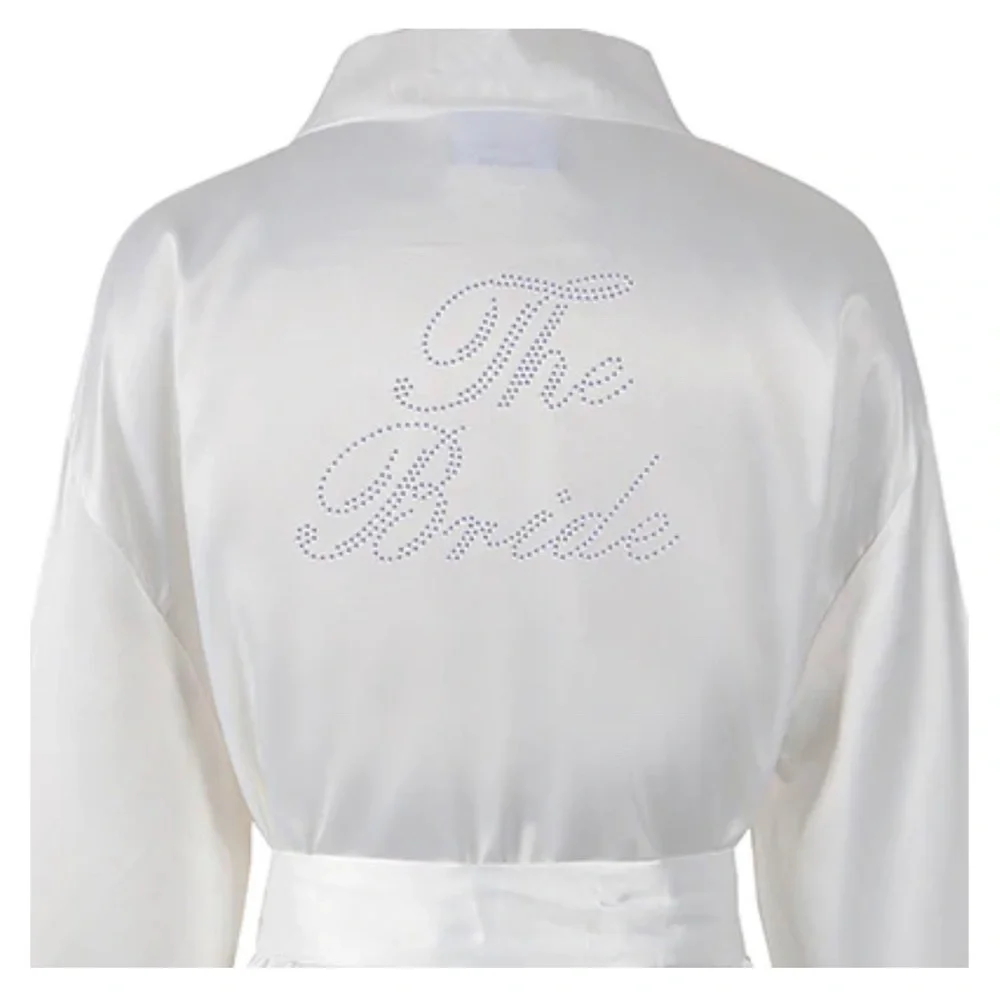 White Bridal Satin Robe - Picture 2 of 5